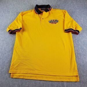 Vtg Jimmy Dean Shirt Mens Large Yellow Vantage Custom Classic Nascar Racing Polo